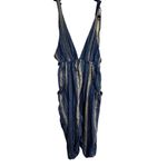 Free People Kind Favor Navy Blue Cotton Wide Leg Romper Jumpsuit Medium Photo 1