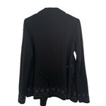 Lucky Brand Lucky Lotus  Black Open Front Cardigan Sweatshirt Embroidered Small Photo 3
