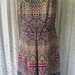 London Times Women's Bohemian Mosaic Geometric Pleated High Neck Shift Dress 10 Photo 1