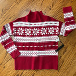 Nicole Miller NEW Red and White Snowflake Mockneck Sweater Photo 0