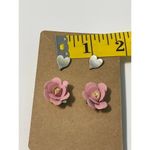 Vintage 90s Stud Earrings Set Flower Heart Pink‎ Pink Photo 1