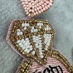 Bridal Party Beaded "Team Bride" Statement Earrings Wedding Pierced Post Pink Photo 14