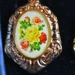 Source Unknown NIB Eccentric Victorian Yellow Rose Floral Gold Tone French Hook Earrings Photo 1