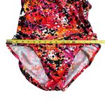 Nike Women’s Size 14 One Piece Swimsuit Red Orange Abstract Open Back Sporty Photo 1
