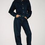 ZARA NWT Long Denim Jumpsuit Deep Indigo Blue Photo 2