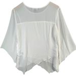 Sharagano Blouse Womens S White Bell Slit Sleeve Asymmetric Layers Modern Fairy Photo 5