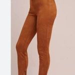 Anthropologie Faux Suede Pants Leather Split Hem Ankle Pants Photo 4