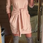 Front Row Shop Cotton Long Sleeve Sweatshirt Dress in Pale Pink Size Small Photo 0