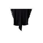 ZARA Sheer Cropped Scalloped Lace Trim Top V Neck Knot Waist Cap S Black #3081 Photo 5