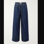 SLVRLAKE Mica Belted Low Rise Baggy Wide Leg Jeans in Midnight Mile Sz 30 $300 Blue Photo 2