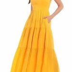 Antonio Melani 495.  sun yellow v neck Linen blend maxi dress size 4 Photo 0