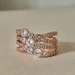 Bomb Party Moonlight Wonders Rosegold Ring Sparkly Glam 4 Shank Statement Elegant Jewelry Photo 4