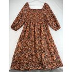 Beach Lunch Lounge Smocked Midi Dress Animal Print Long Sleeve Casual XL Brown Photo 7