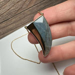 Stella & Dot  Blue Stone Horn Shape Pendant Gold Tone Chain Necklace Photo 5