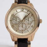 Gold Tone and Black Bracelet Women's Fashion Watch‎ Stainless Steel Back Photo 0