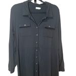 Spartina 449  Peyton Long Sleeve Shirt Dress Midi Black Size Large Photo 1