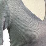 Athleta  Renew Ribbed V-Neck Tee Gray XS Women’s Fitted Short Sleeve Shirt Photo 3