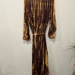 Kathmandu Imports Brown and Yellow Tie-Dye Wrap Dress by Kathmandu Size One size fits S-XL Photo 2