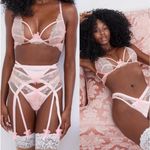 For Love & Lemons NWT Firework Floral Glitter Bra in Satin Pink Photo 1