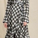MARRISA WEBB Women's Black & White Gingham Plaid Wrap Midi Dress Size Medium Photo 0