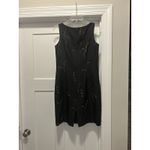 Depeche 90s Y2K Black Silk Embroidered Floral Sleeveless Size 6 Sheath Dress Photo 4