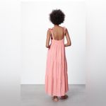 ZARA Pink Bubble Gum Bohemian Tiered Long Straight Neckline Cotton Dress Sz XL Photo 2