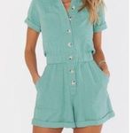 Show Me Your Mumu  Cannon Romper Mint Denim Size Medium NWT! Photo 0