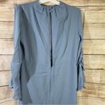 Topshop midi asymmetric hem ruched sleeves slit side open back women Size 6 blue Photo 13