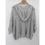 POL Knit Hoodie Sweater Gray Speckled Open Weave Pullover Women's Size Small Photo 2