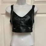 ZARA Black Faux Leather Cut Out Crop Top Photo 3