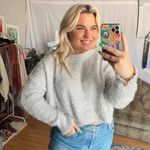 Urban Outfitters Nwt  Metallic Eyelash Knit Pullover Sweater Gray Size Medium Photo 7