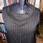 Lisa Bayne black pinstripe cowl neck front zipper S dress Photo 1
