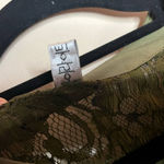 Cottagecore Oversized Large Olive Green Blouse With Lace Yoke Collar Photo 4