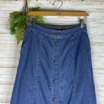 Denim & Co  Faux Button Down Denim Chambray Midi Skirt Photo 1