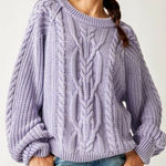 Free People  Frankie Cable Knit Sweater Heavenly Lavender Size XL Photo 0