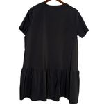 ZARA  Baby Doll Oversized Boxy Short Sleeve Pleated Mini Shirt Dress L Black Photo 13