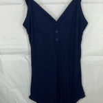 Popular 21 women’s dark blue ribbed button snap thin strap bodysuit stretch S‎ Photo 0