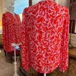 Veronica Beard  Vibrant Red and Pink Ashlynn Button Down Top Silk/Viscose Photo 4