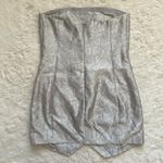 Jenni Kayne Dress Snakeskin Python Print Strapless Mini Gray Silver Sz 6 Photo 2