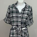 Eloquii  plaid button up tie waist shirt dress Photo 0