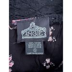 Angie  Small Top Flutter‎ Sleeve Smocked Black Floral Boho Fairycore Peasant Photo 4