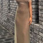 House Of CB NWOT  'Alondra' Cafe Au Lait Beaded Maxi Dress sz L Photo 3