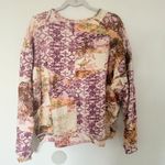 Anthropologie Pilcro Purple Floral Patchwork Notched V Neck Pullover Sweater M Size M Photo 2