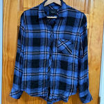 Rails  Hunter Shirt XS Midnight Blue Pink Plaid Button Down Soft Rayon Top Photo 0