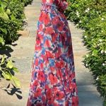 PATBO Violet Floral Flutter Halter Style Maxi Dress Size US 8 Cherry Photo 14
