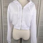 Refuge ATHLETICS Cropped Full Zip Hoodie Sweatshirt Quilted Check White-XL Photo 0