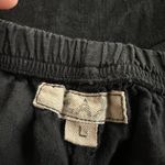 Flax  Black Crop Wide Leg Pants 100% Linen Pockets Lagenlook Boho Granola Photo 3