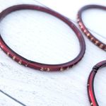 Set of 3 Dark Red Bangles with Gold Tone Glitter Photo 8