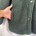 Lee ‎ Sherpa Jacket Womens Medium Button Front Olive Green Cozy Warm Outerwear Photo 3
