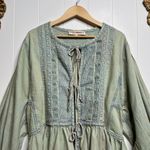 Free People jacket or mini dress denim pleated cover-up cotton linen blend Photo 2